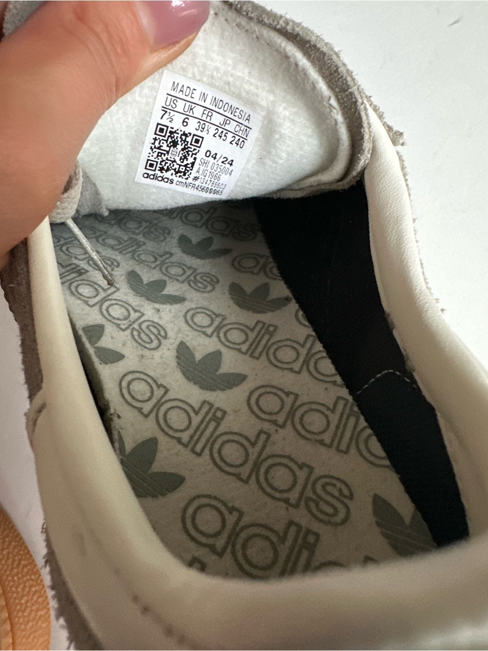 adidas Spezial Suede Sneakers in Light Gray and White with Gum Sole - Picture 5 of 10